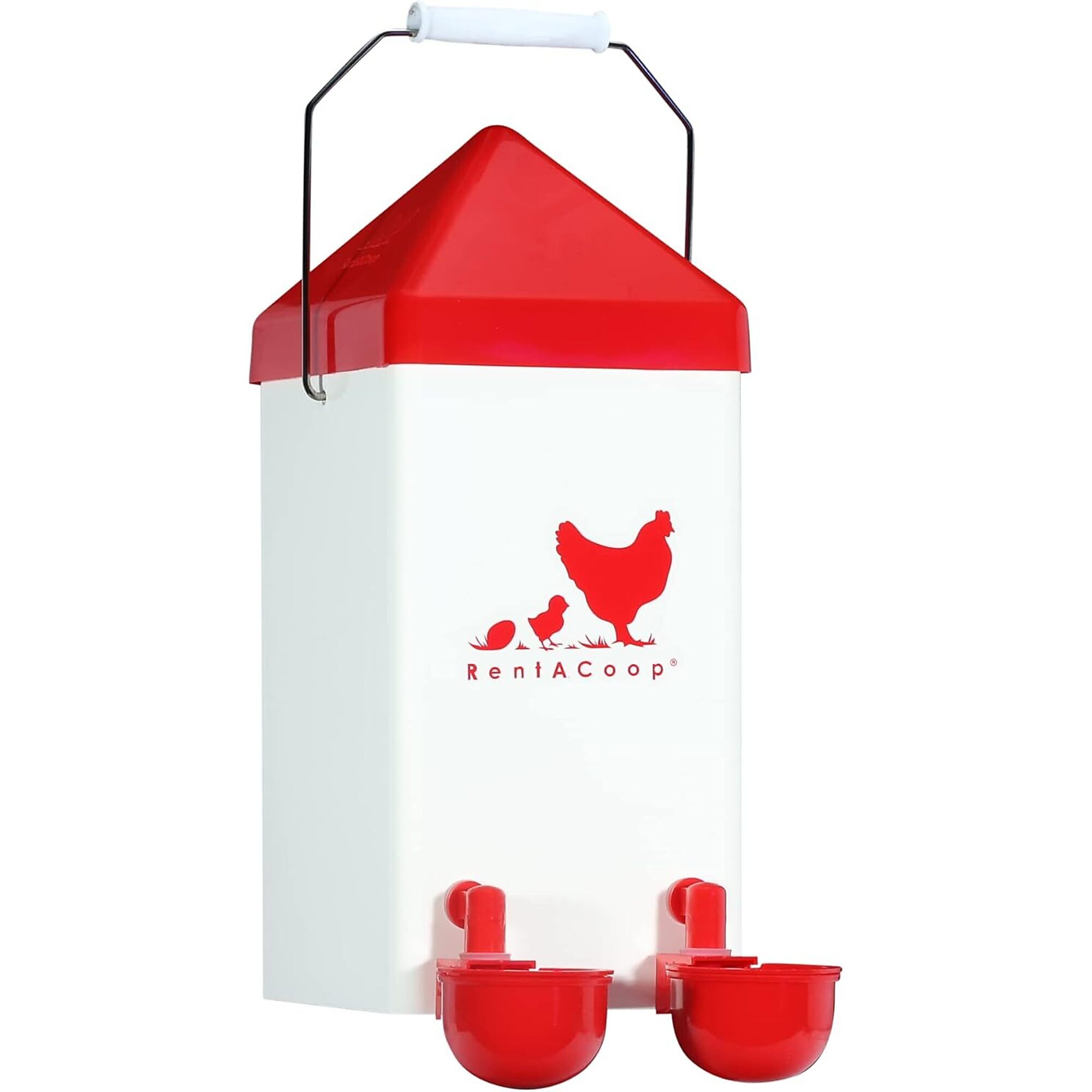 RentACoop, 1 Gal Waterer with Two Cups and Two Horizontal Nipples and Mounting Kit, Model# 1G-1019-CHWT